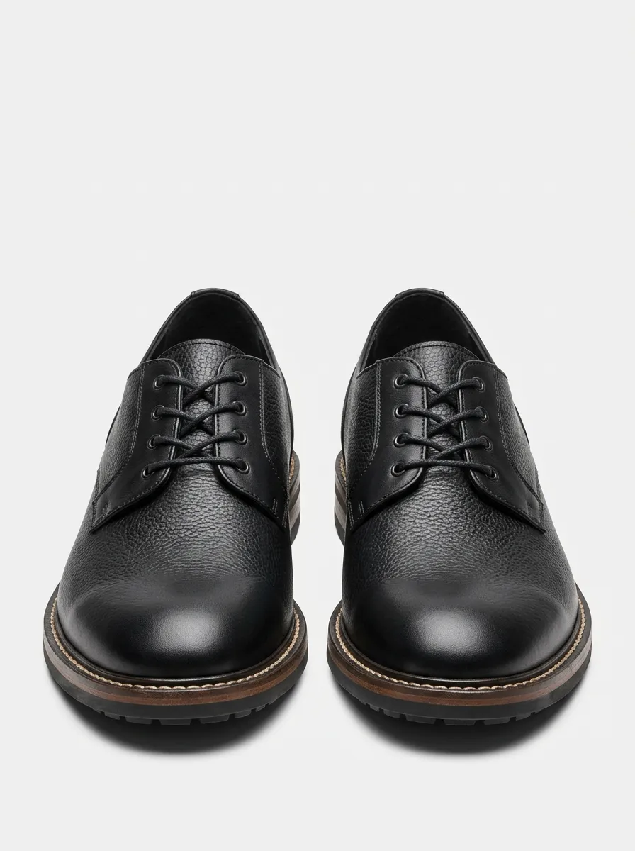 Men's Smart Casual Pebble-Grain Derby Dress Shoes