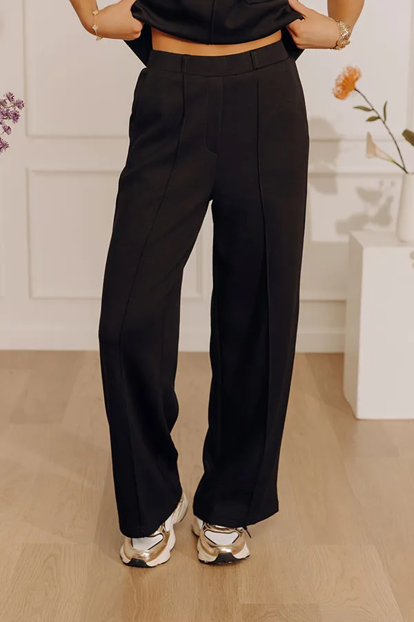 High Waist Relaxed Wide Leg Elastic Waist Pants