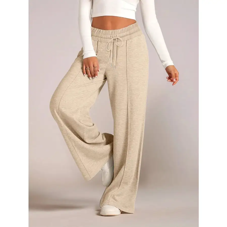 Full Size Drawstring Relaxed Fit Wide Leg Pants Plus Size
