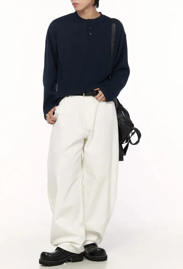 Men's Knit Henley Long Sleeve Tee