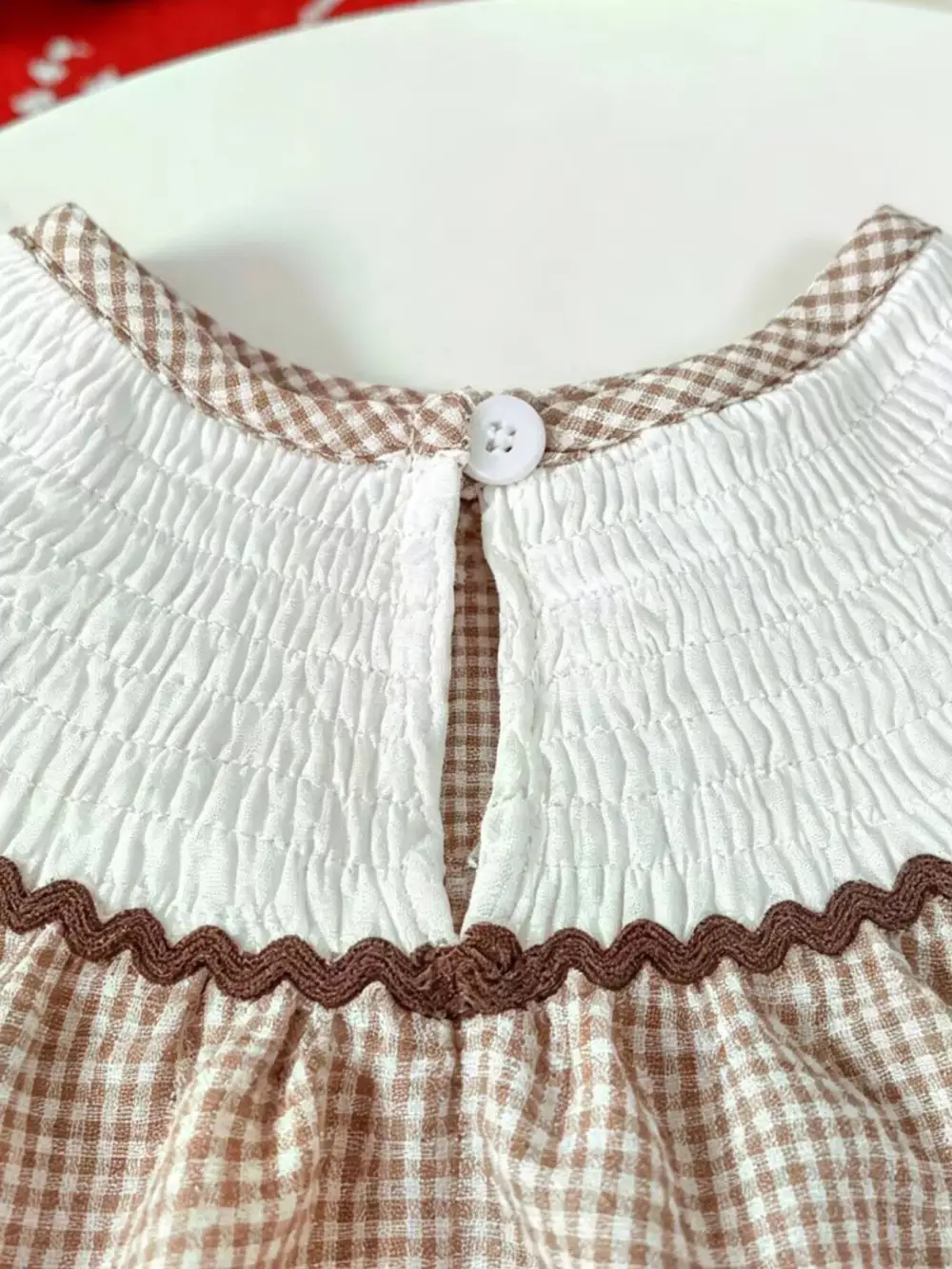 Girls Gingham Football Puff Sleeve Dress