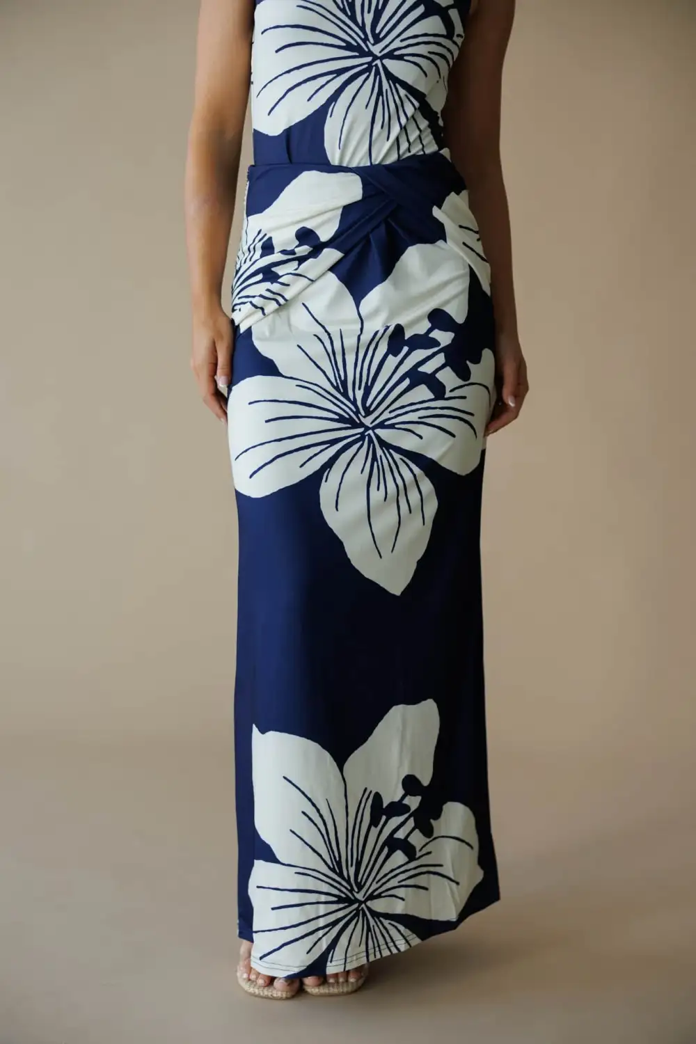 Floral Ruched Maxi Skirt