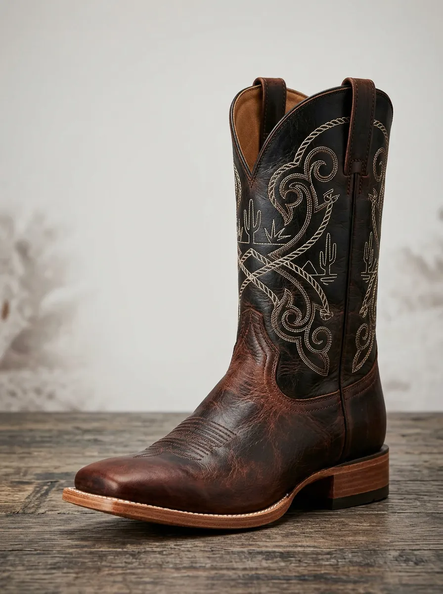 Rodeo-Inspired Cactus Embroidered Ranch Look Unisex Western Cowboy Boots