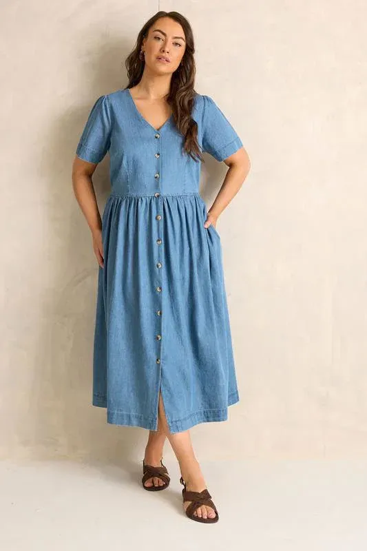 Lightwash Blue Cotton Denim Dress