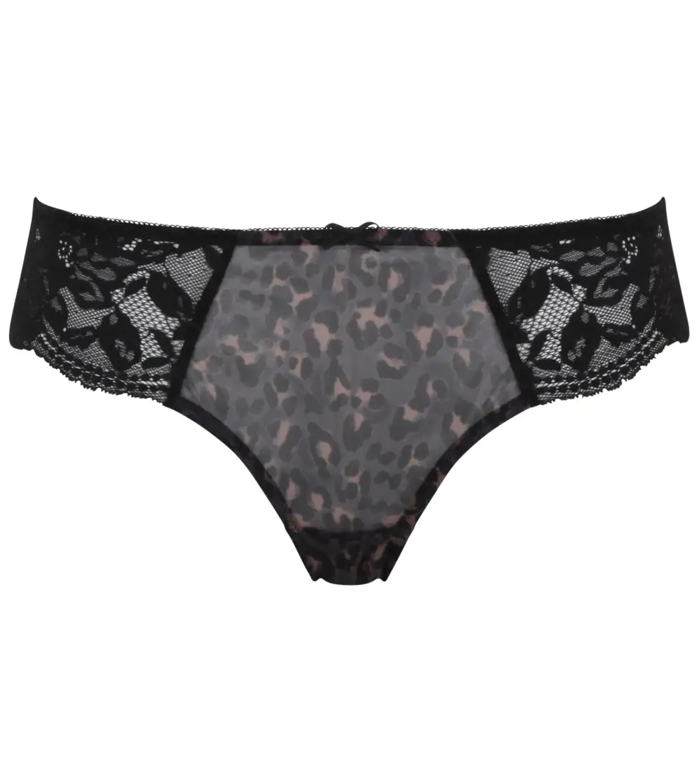 Mid-Rise Stretch-Lace Cotton Brazilian Brief Panty