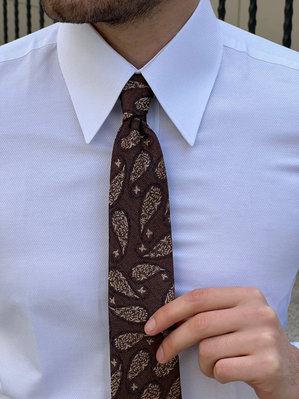 Classic Point Collar Slim Fit Cotton Casual Shirt