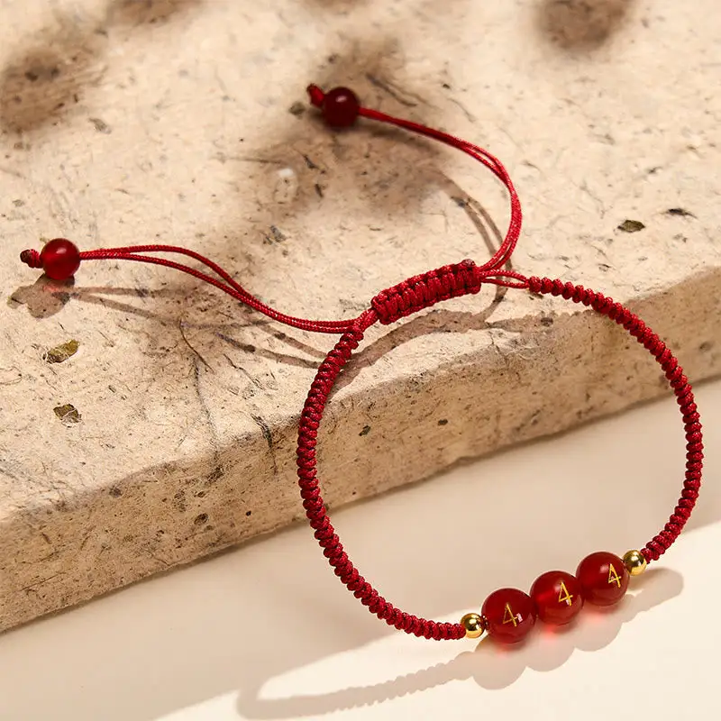 Angel Number String Agate Beads Braided Adjustable Bracelet