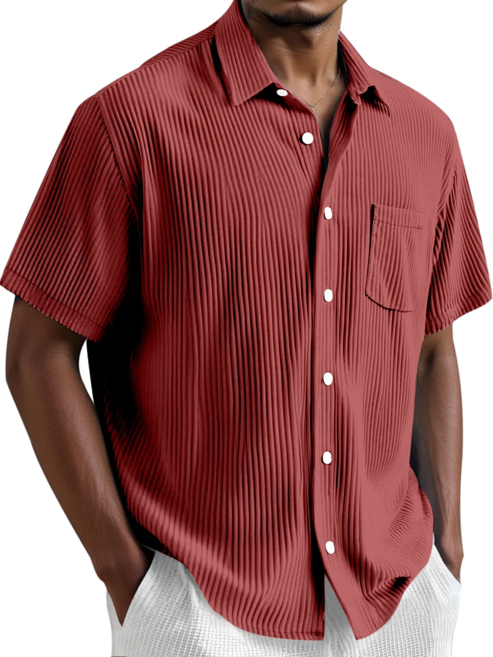 Comfort Fit Short Sleeve Button Front Shirt