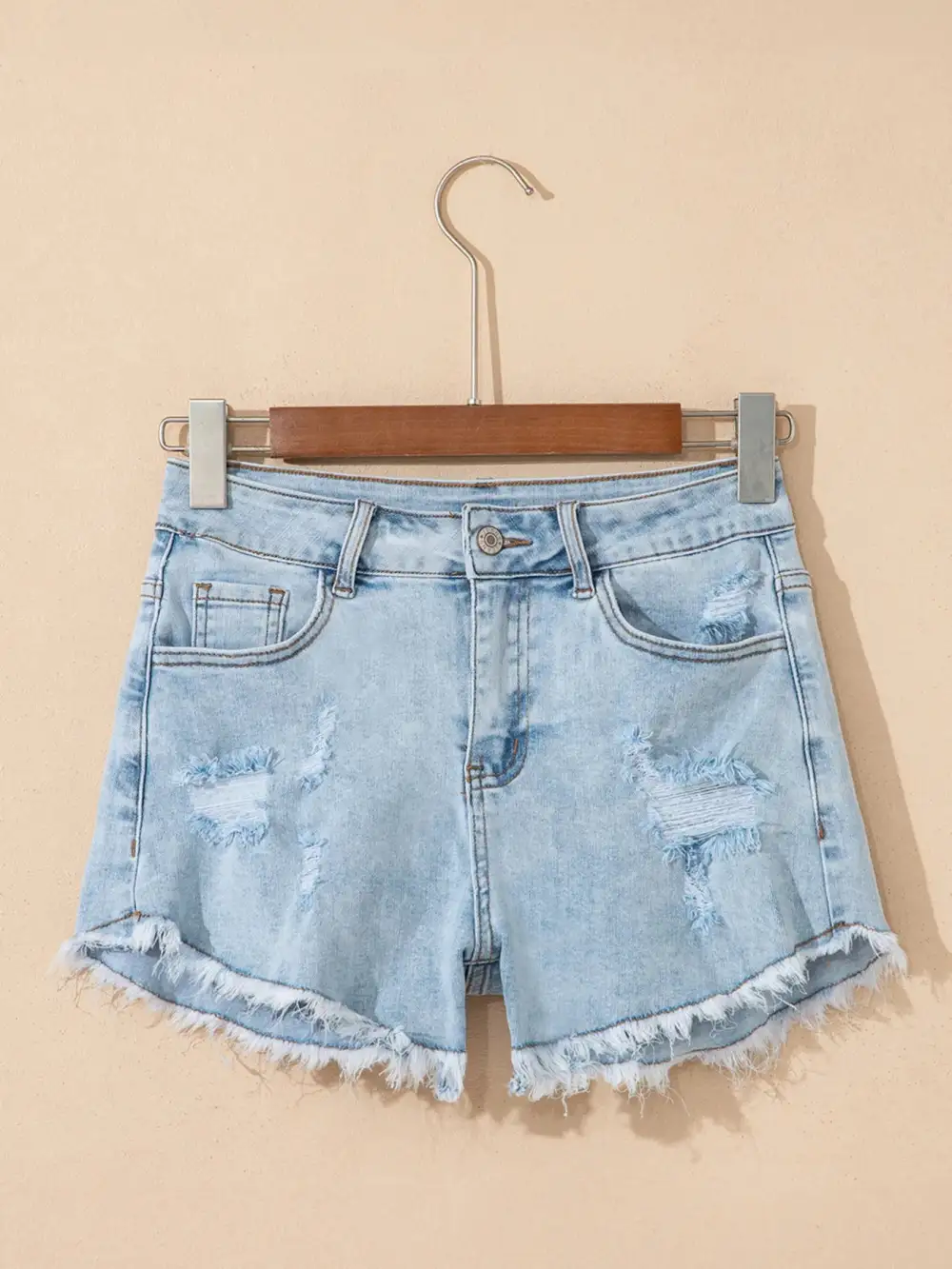 High Rise Raw Hem Shorts