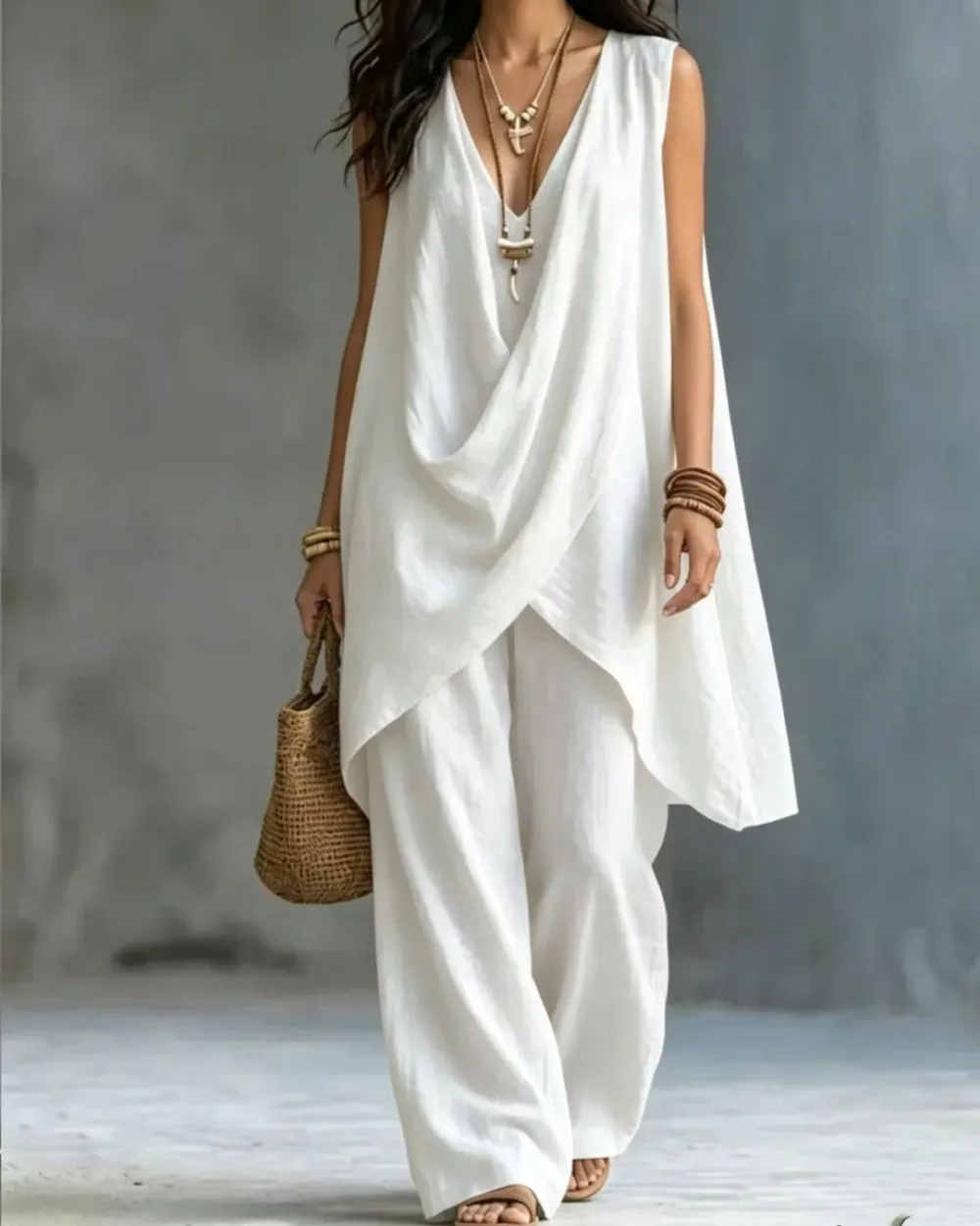 Boho Draped Two-Piece Set