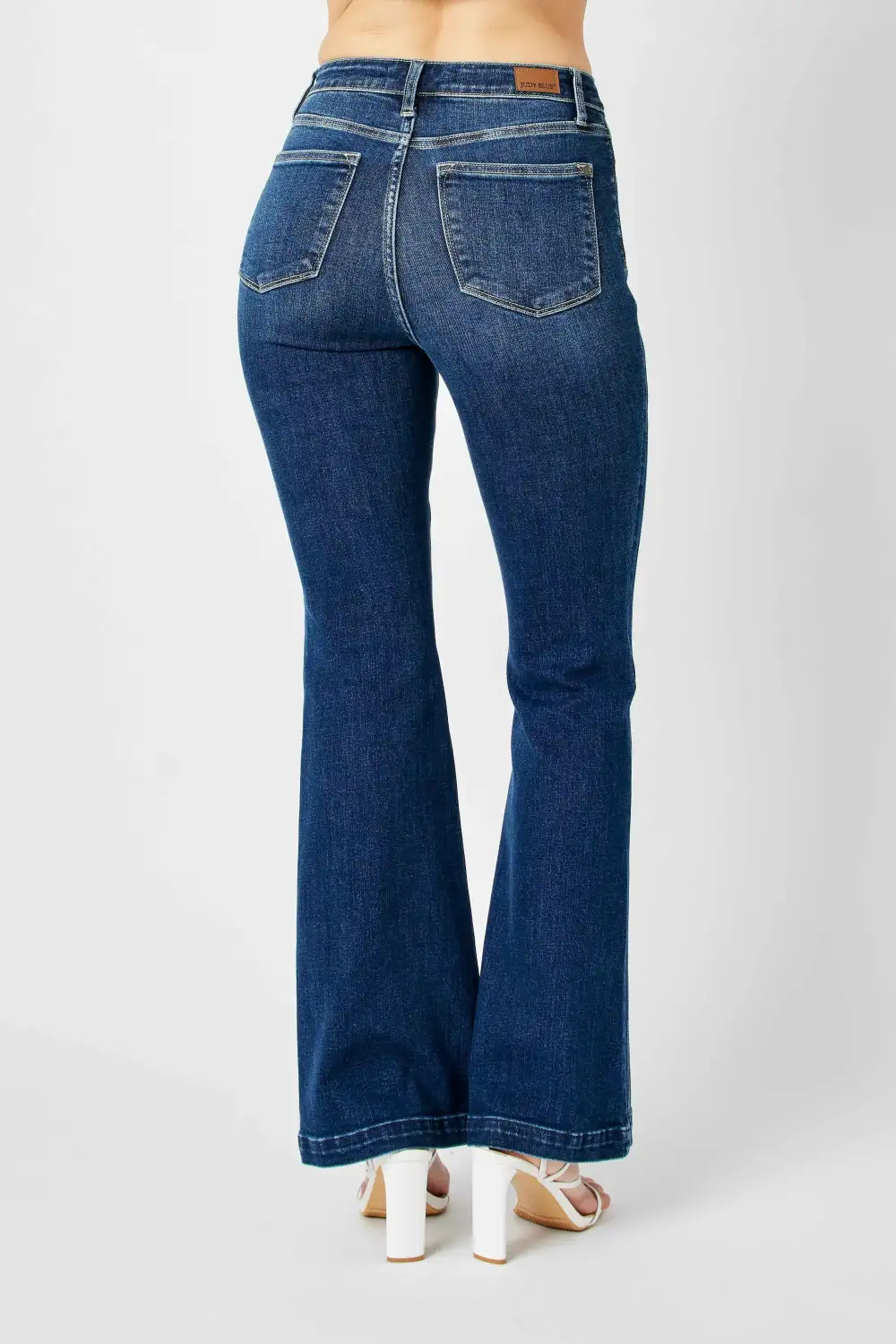 Smooth Flare Leg Seam Detail Denim Jeans
