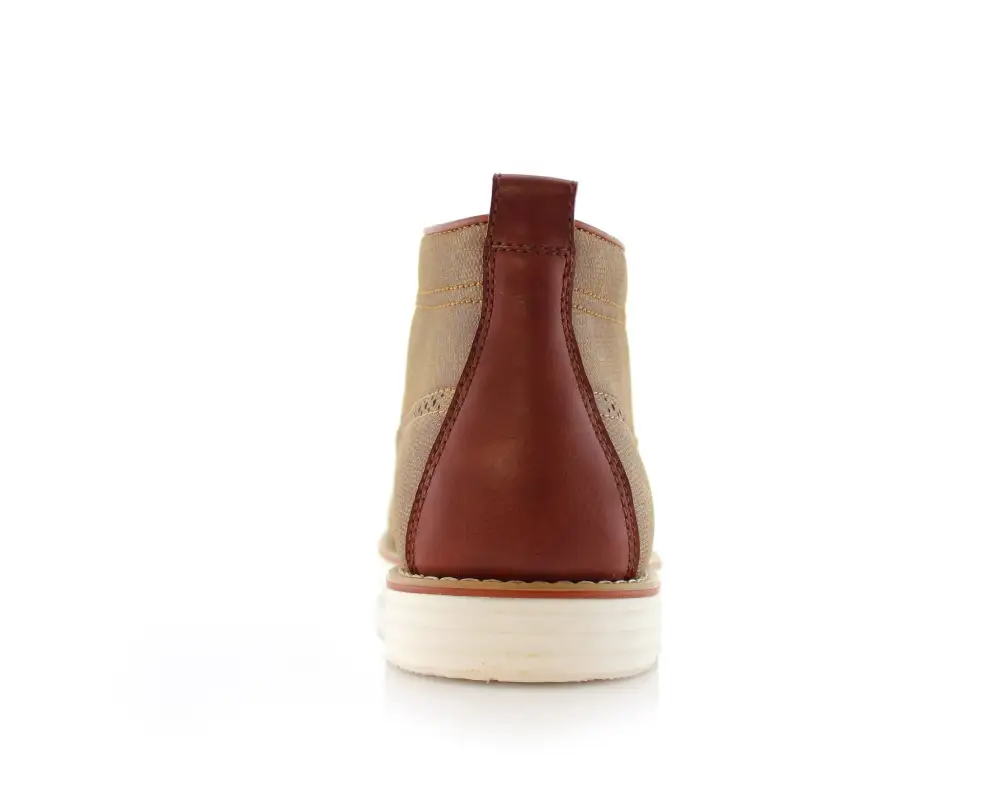 Faux-Leather Two-Tone Cap-Toe Ankle Boots