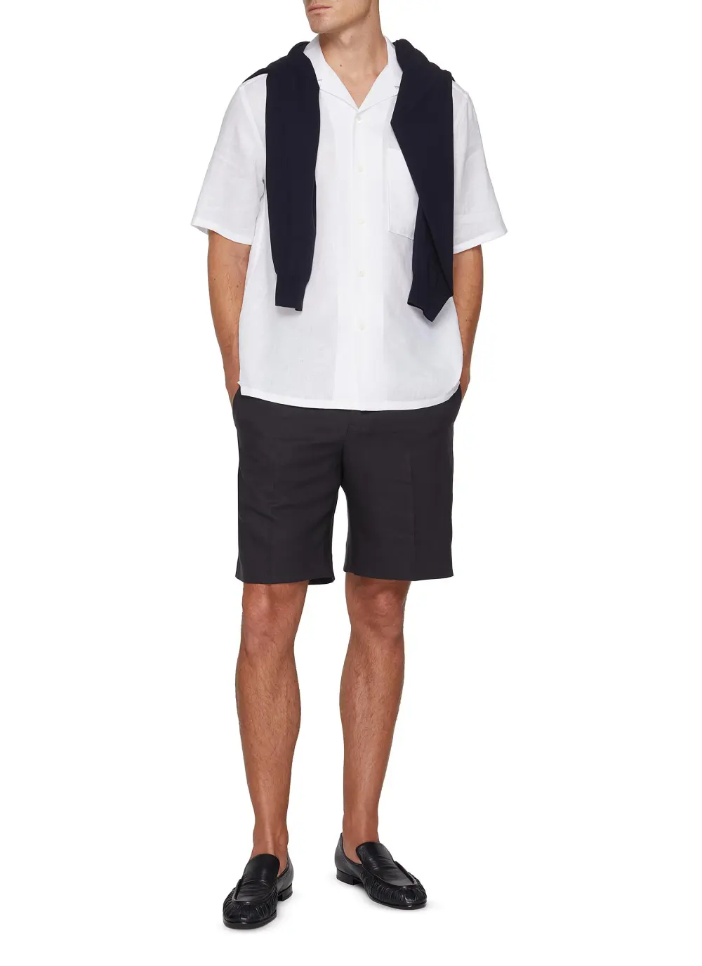 Soft Comfortable Skinny Button White Linen Shirt