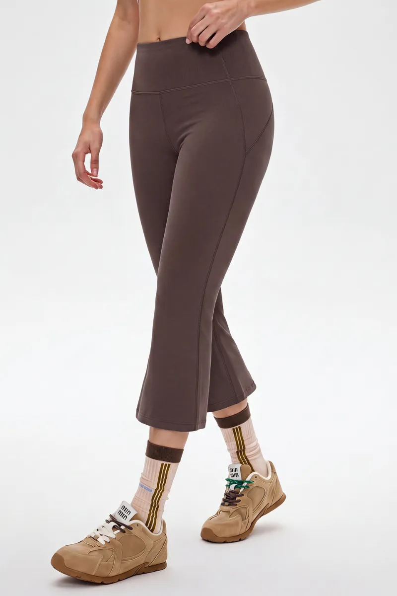 High-Waist Flared Capri Trousers