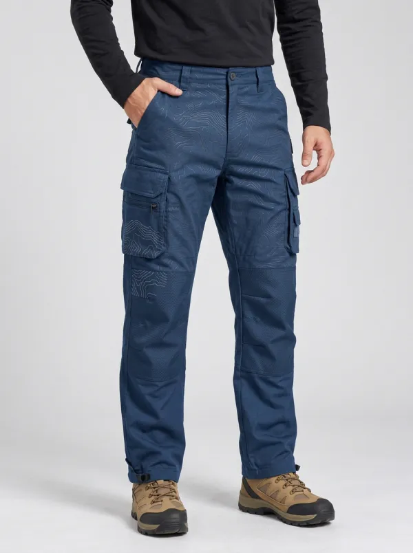 Men's Charcoal Grey Topographic Multi-Pocket Tactical Cargo Pants