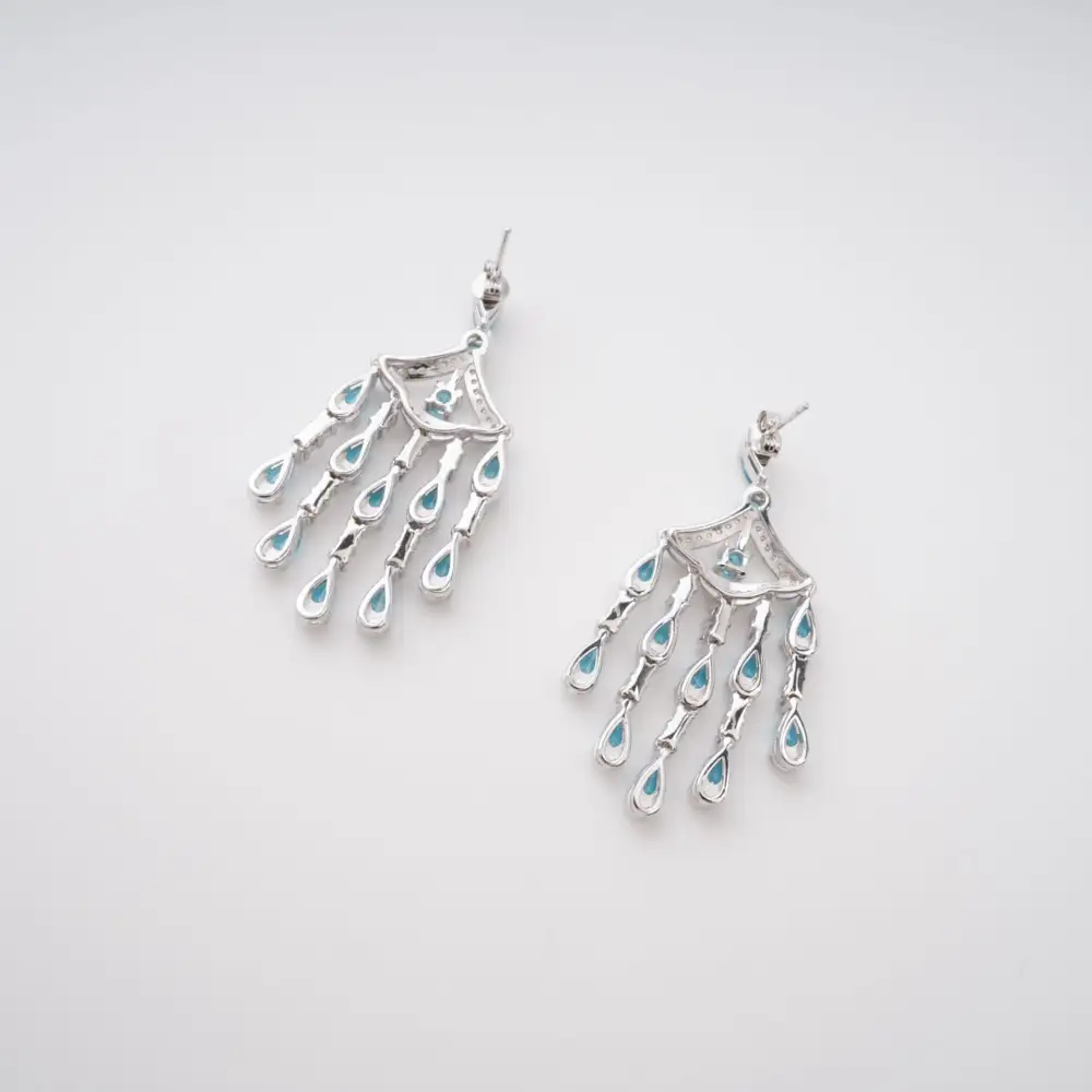 Blue Crystal Embellished Sterling Silver Earrings