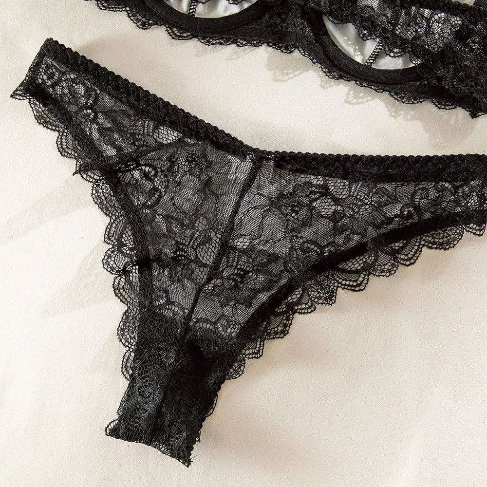Leopard Lace Underwire Bra And Panty Set