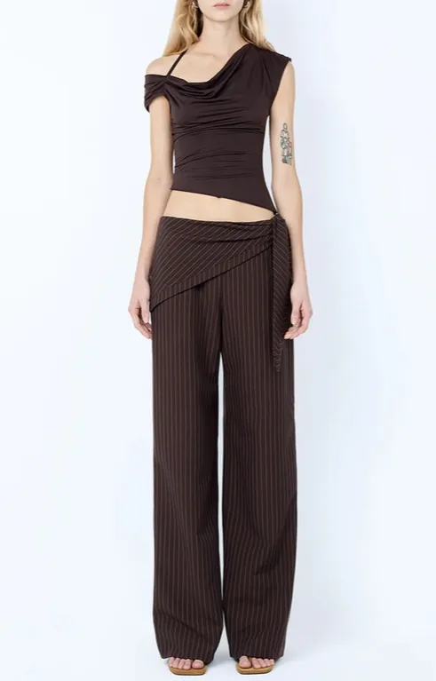 Chocolate Pinstripe Overlay Pants