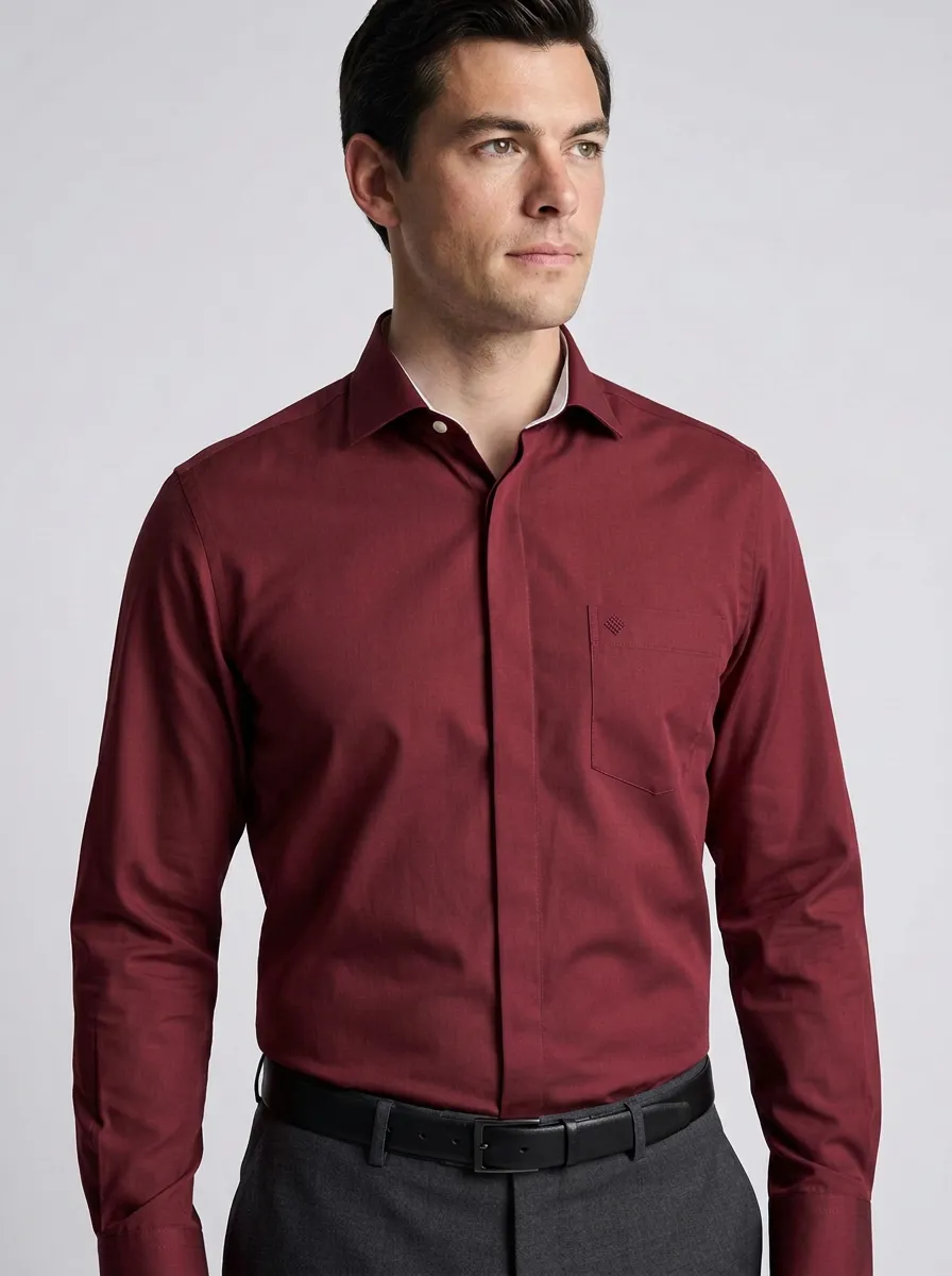 Men's Non-Iron Cotton Geometric Printed Accent Shirt