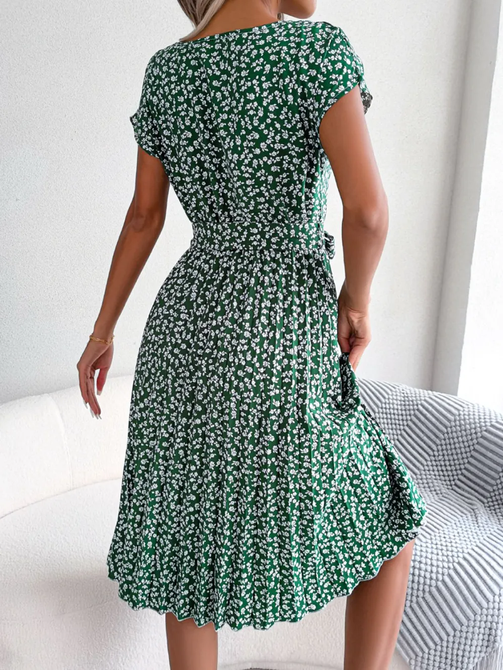 Soft Pleated Floral Dress