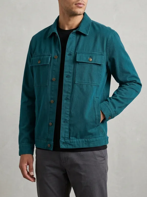 Men's Casual Outdoor Olive Green Button-Up Utility Jacket