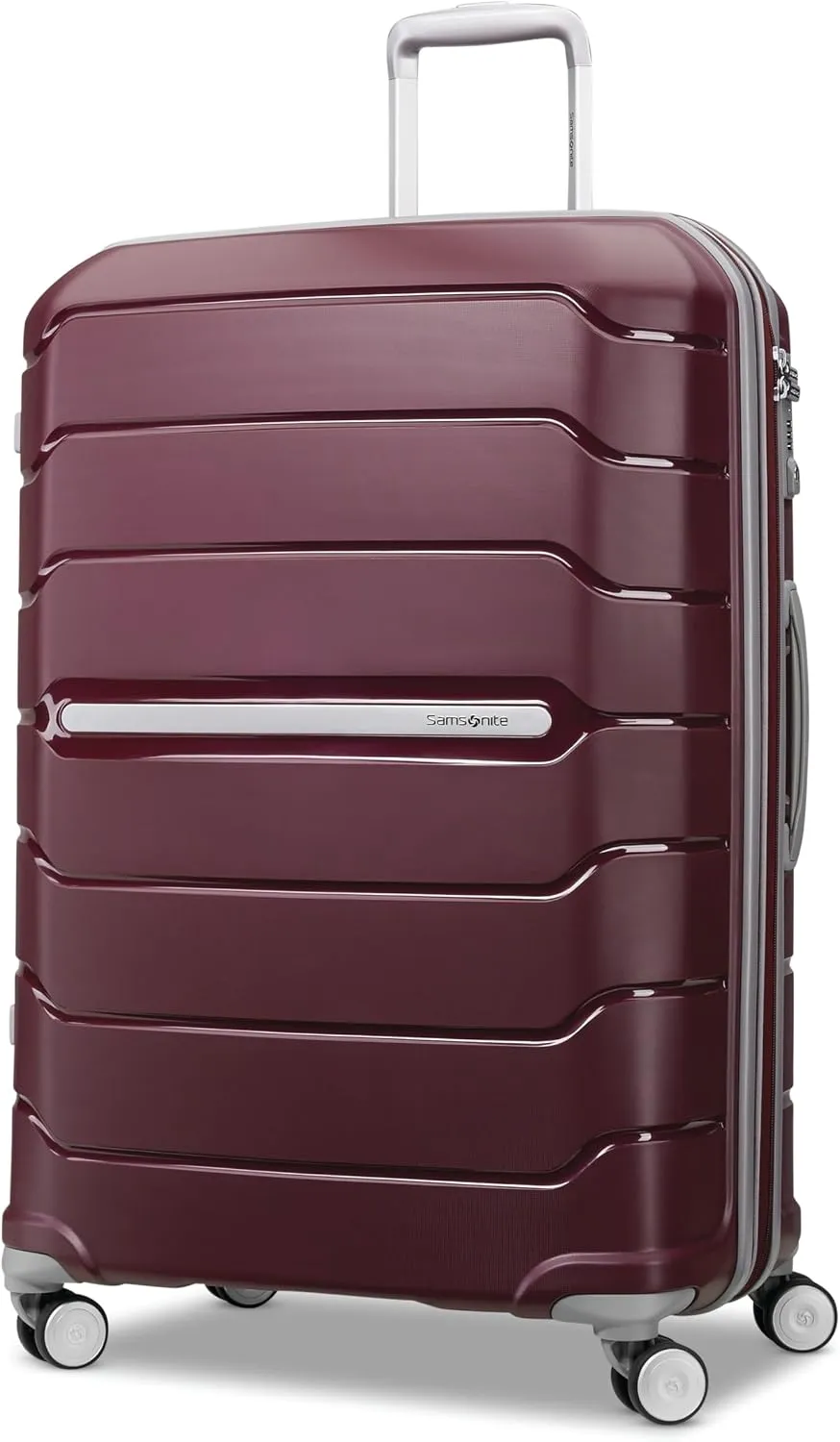 Samsonite Freeform Hardside Carry-On Luggage with Spinner Wheels - Hardshell Suitcase - TSA, Airline-Approved - Expandable Hard Shell, Smooth Rolling Wheels for Lightweight Travel - White/Grey