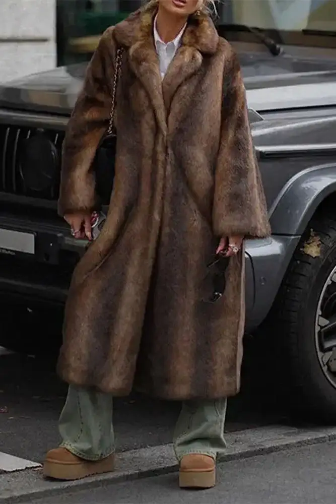 Plush Long Street-Style Coat