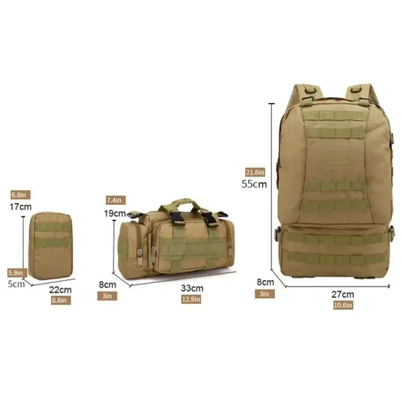 Tactical Khaki Multi-Functional Backpack Set