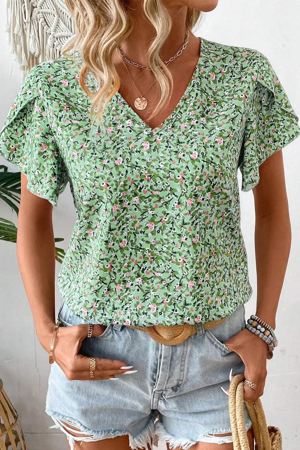 Effortless Floral Short Sleeve Blouse