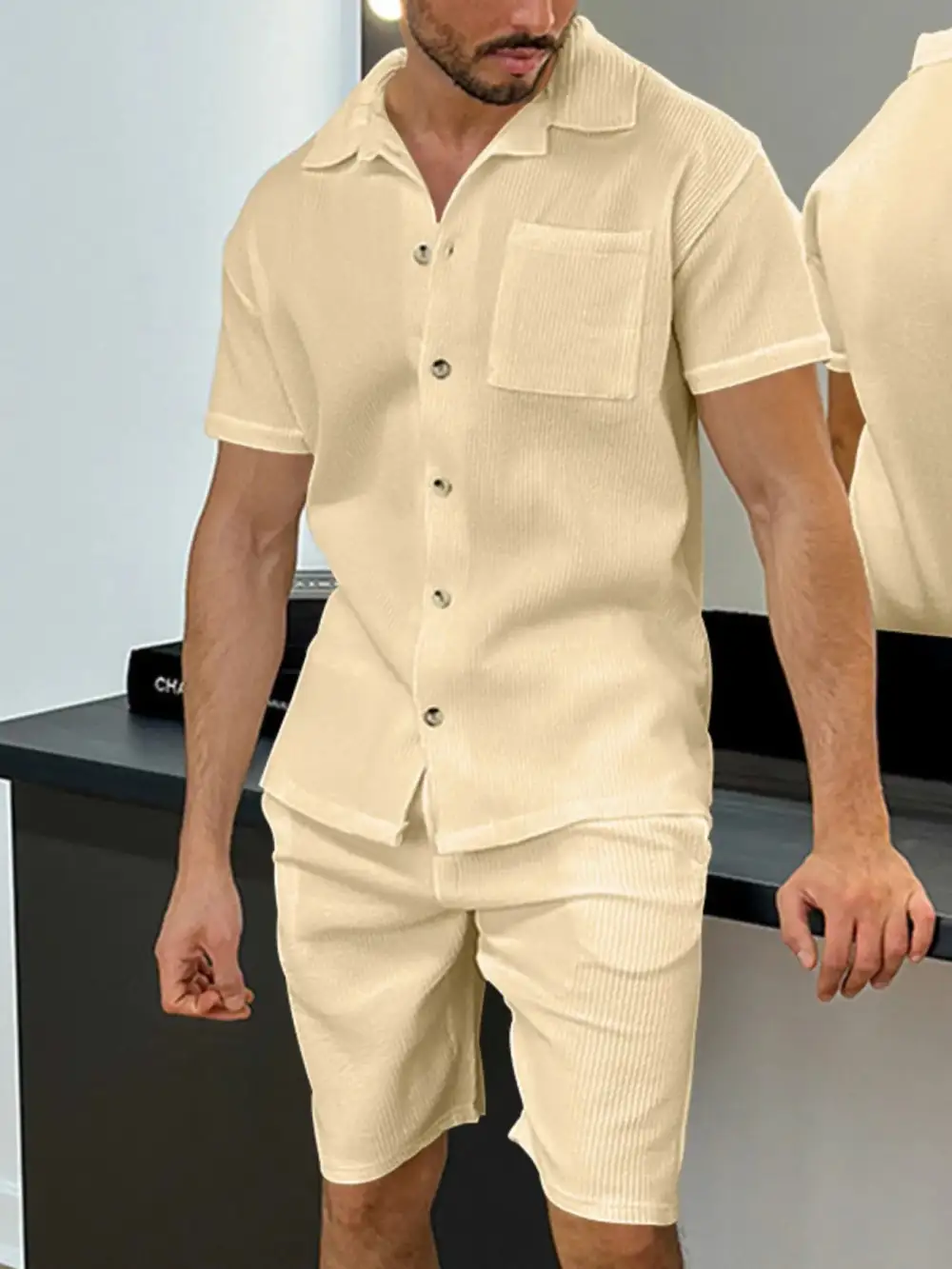 Button Up Coordinated Top And Shorts Set