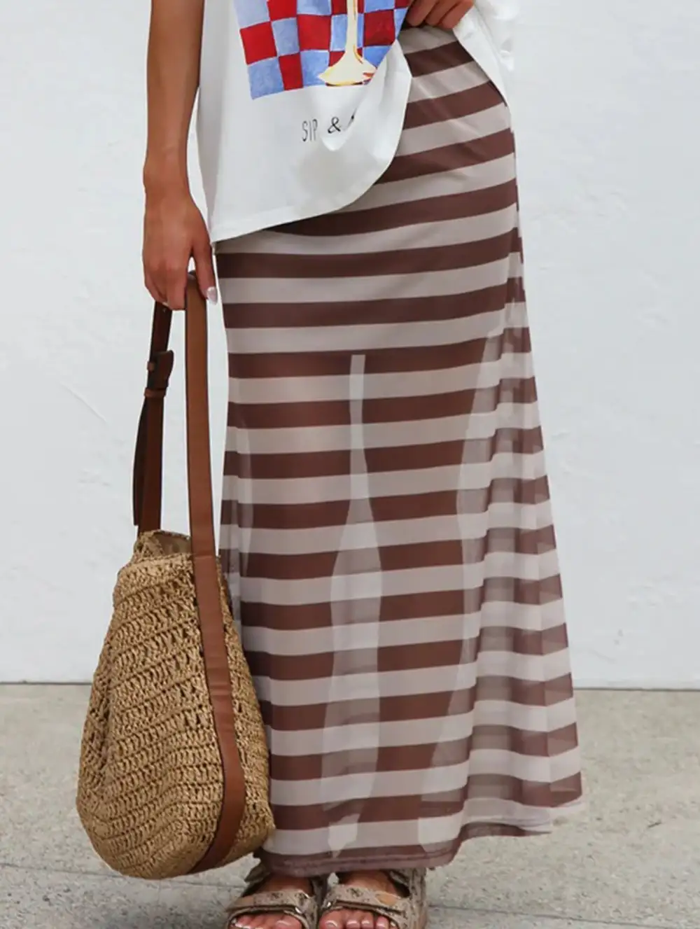 Mesh Polka Dot Midi Skirt