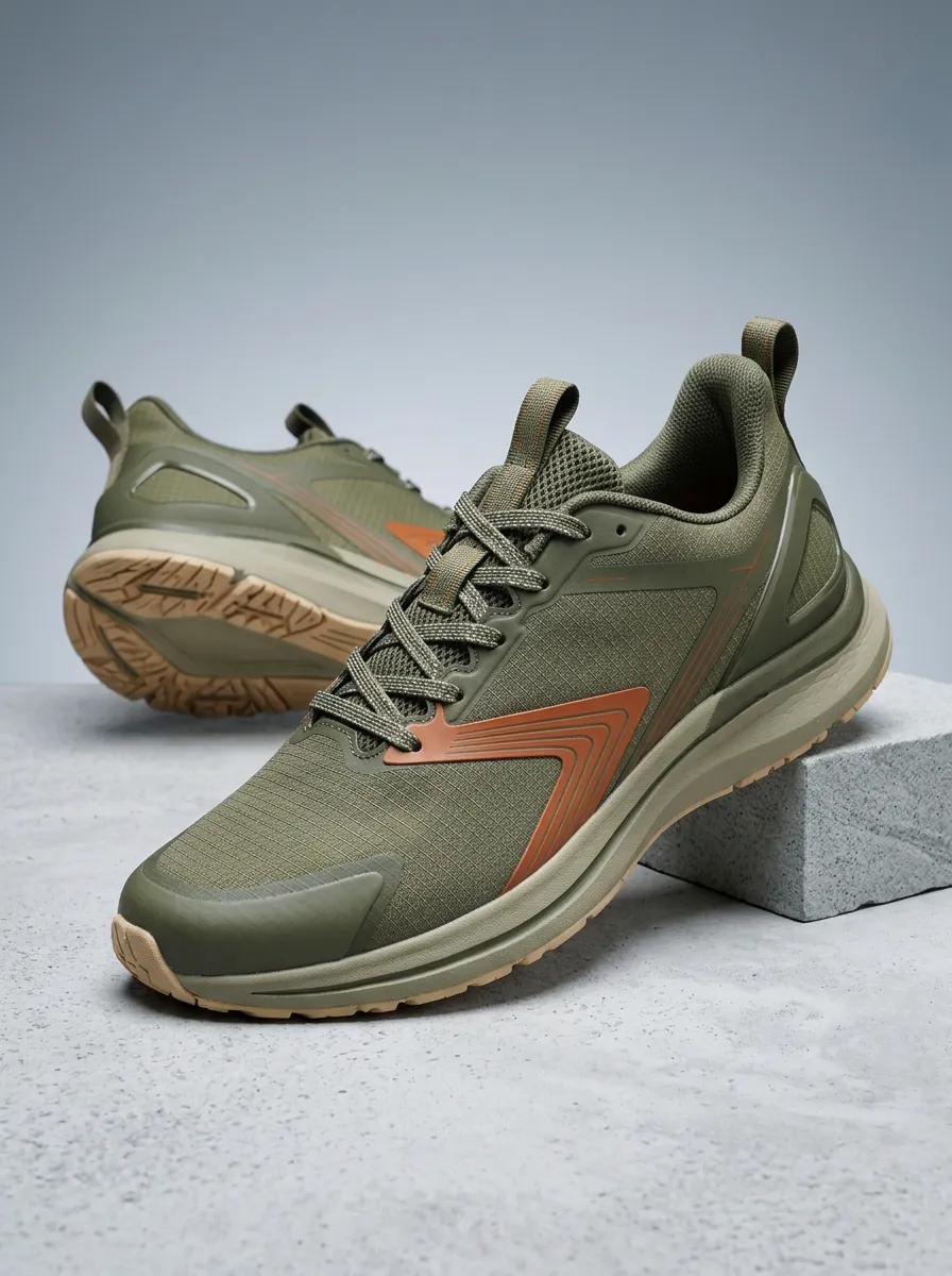 Men's Olive Green Tactical Sport Printed Sneakers