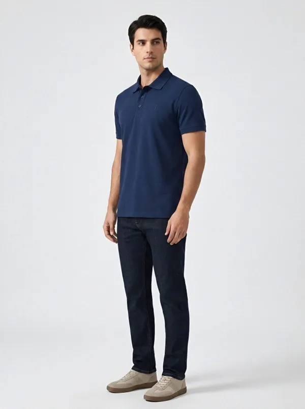 Anchor-Detail Embroidered-Detail Nautical-Inspired Men's Polo Shirt