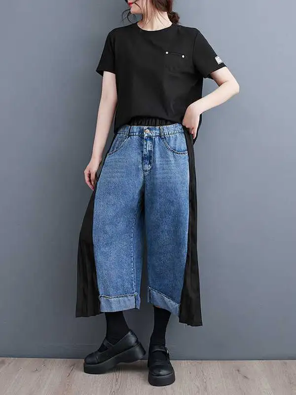 Women's High Waist Patchwork Pants