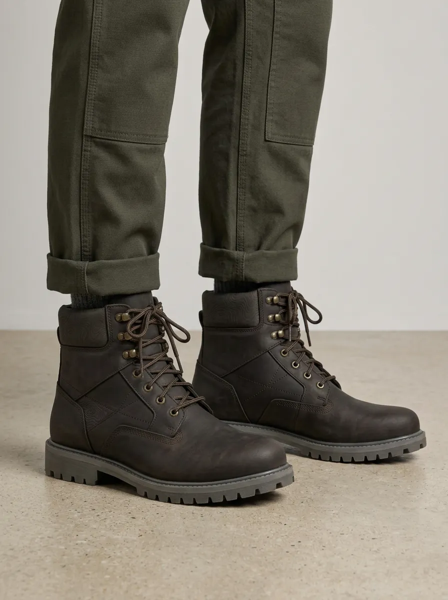 Unisex Outdoor Explorer Topographic Pattern Print Work Boots