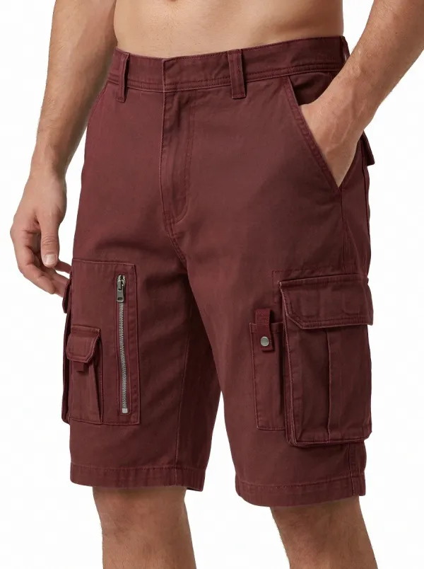Men's Multi-Pocket Straight-Leg Slant-Pocket Cargo Shorts