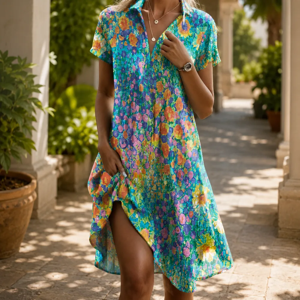 A-Line Boho Midi Dress