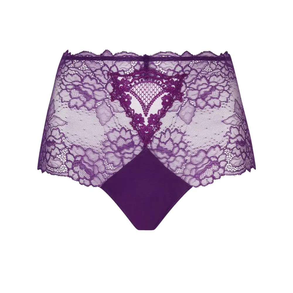 Women's High Waist Lace Sheer Detail Cotton Boxer Panty