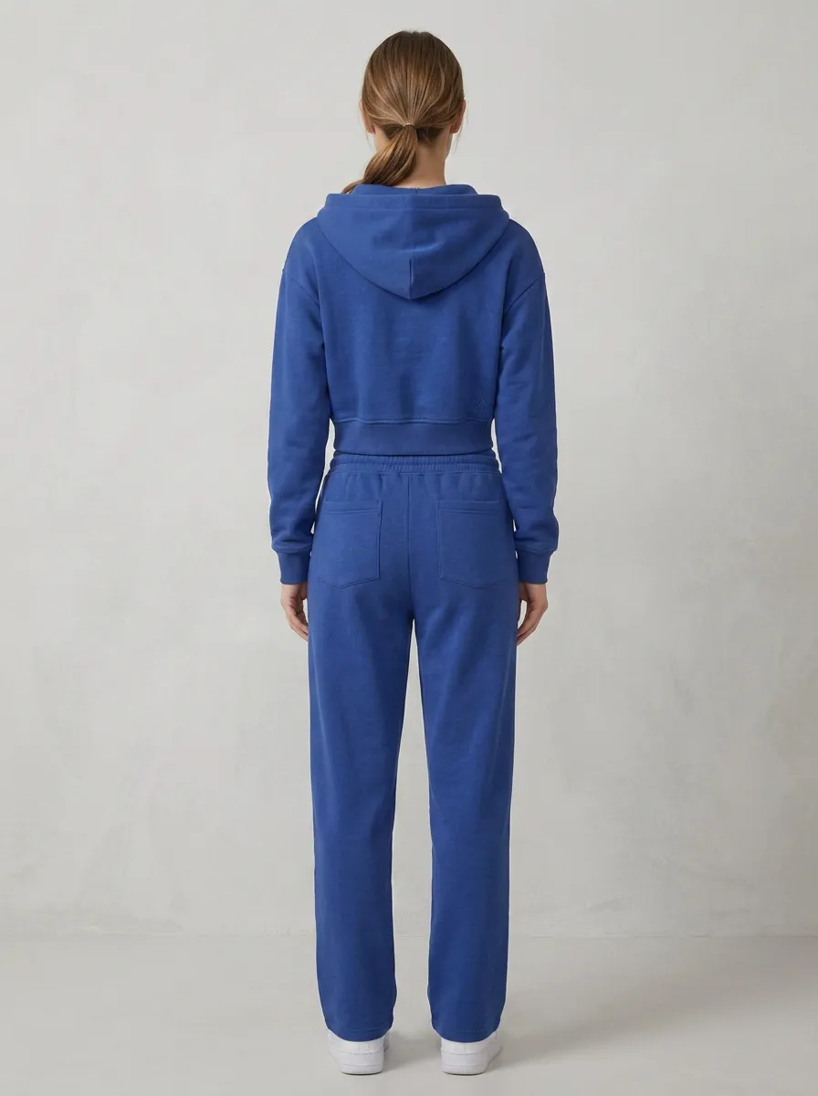 Zip-Up Women's Cropped Zip-Up Hoodie Jogger Active Set