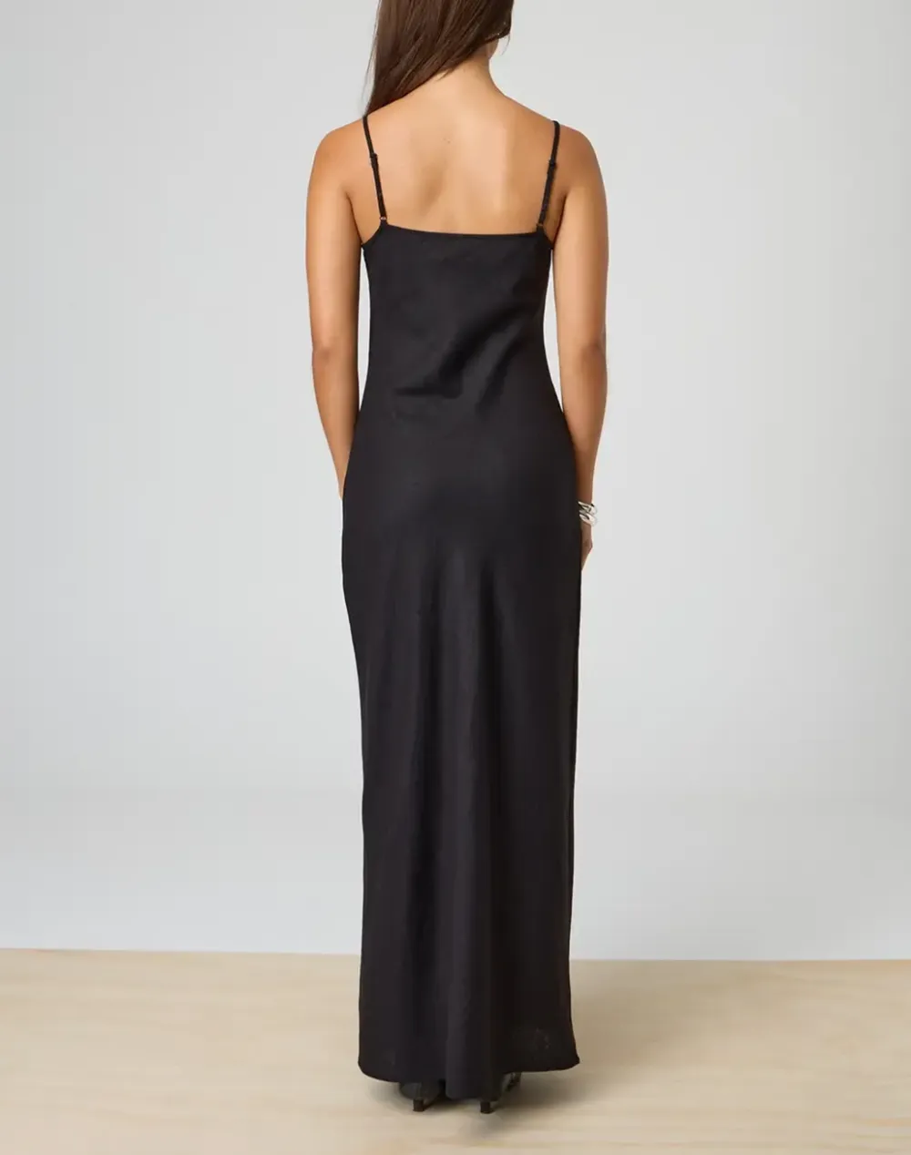 Tie Front Linen Blend Maxi Cami Dress
