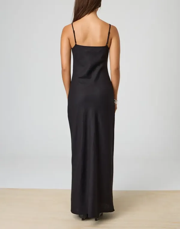 Tie Front Linen Blend Maxi Cami Dress