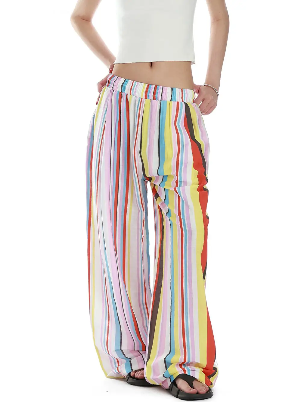 Wide-Leg Plaid Pants