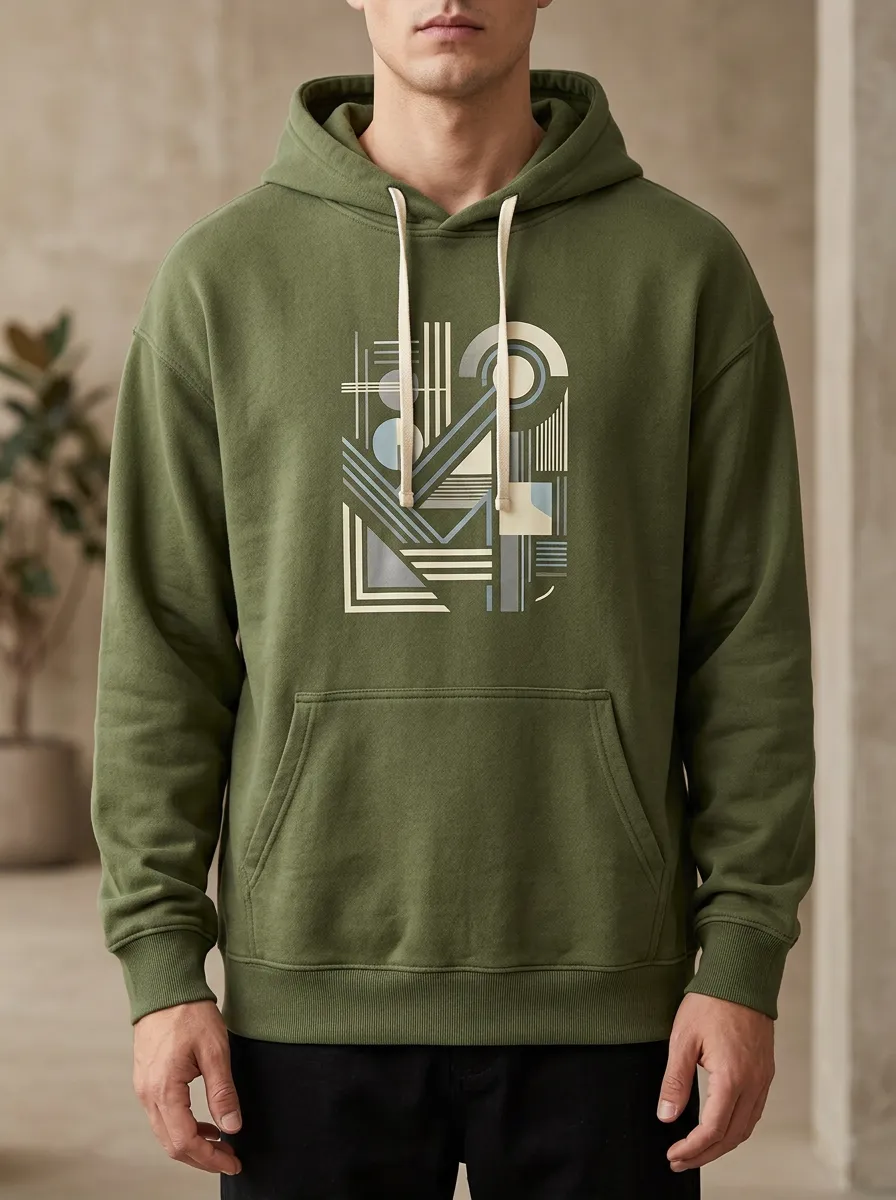 Men's Patterned Abstract Geometric Art Print Hoodie