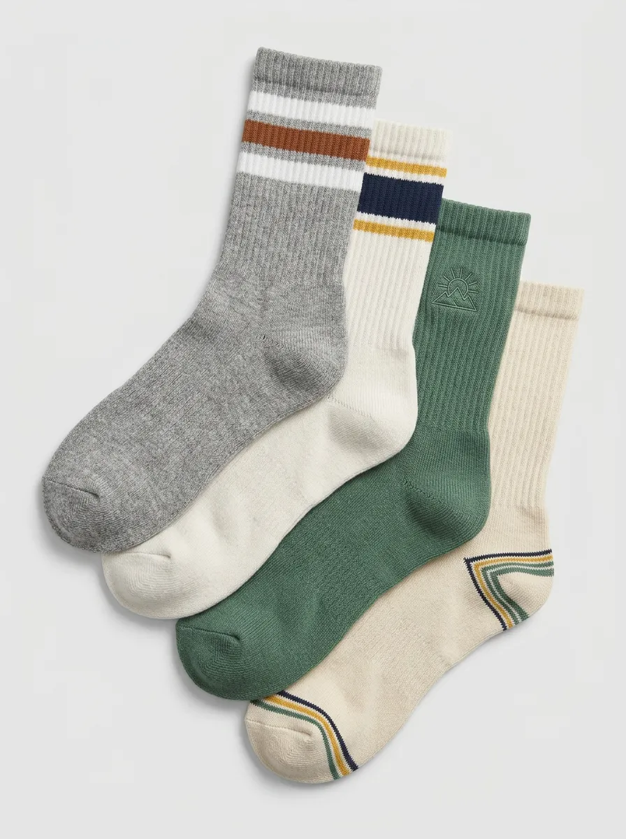 Mountain Sun Striped Men's Four-Pair Long Socks