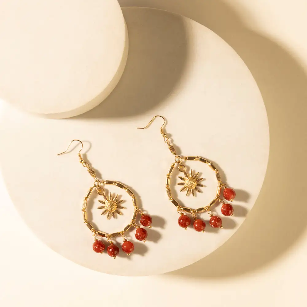 Celestial Sunburst Hoop Earrings