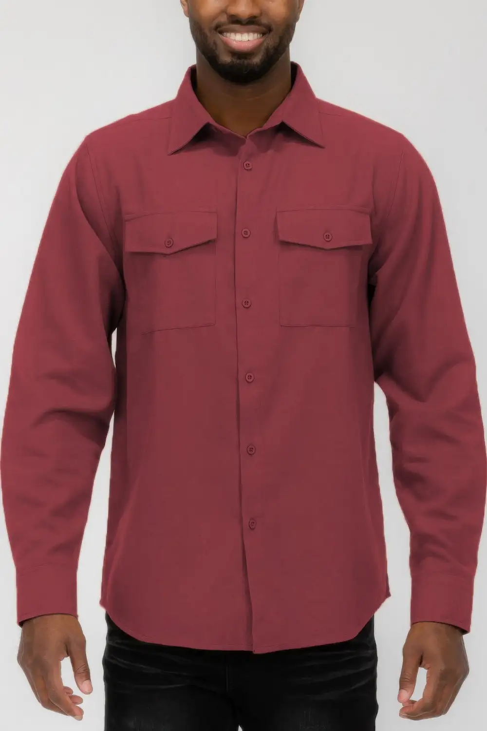 Men's Solid Flannel Shirt