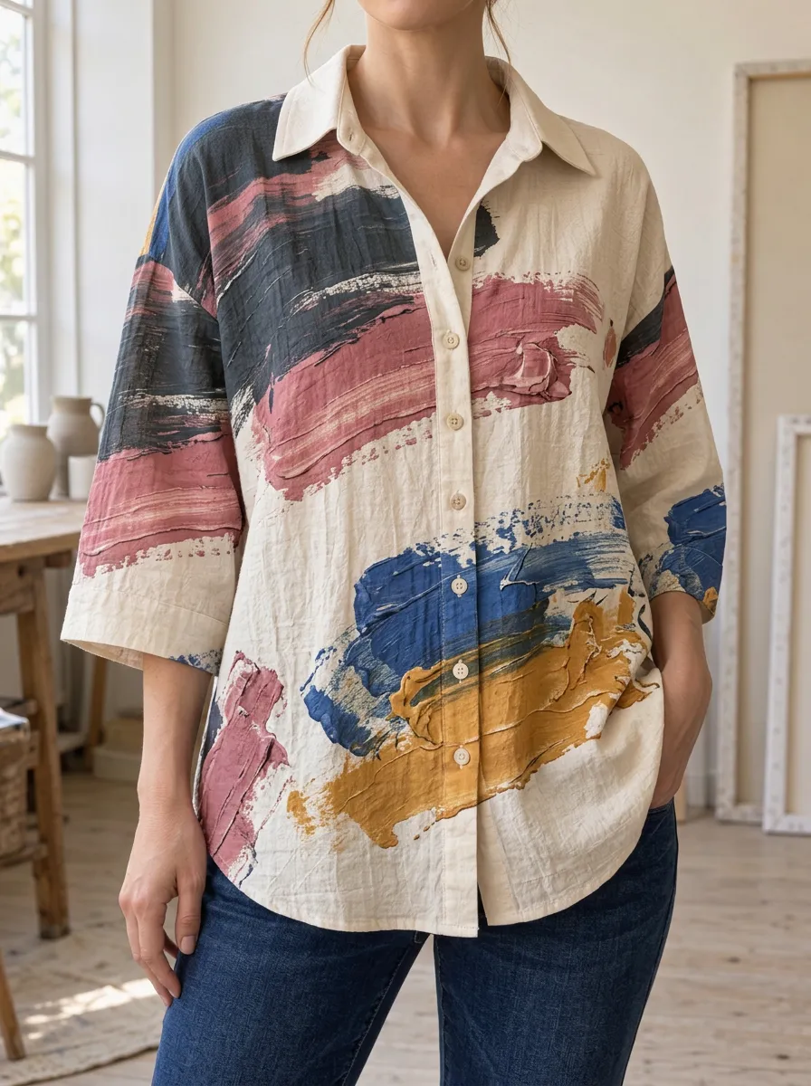 Women's Abstract Art Lover Brushstroke Brushstroke Shirt