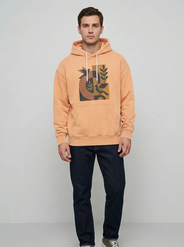 Men's Nature Art Bird Botanical Print Hoodie