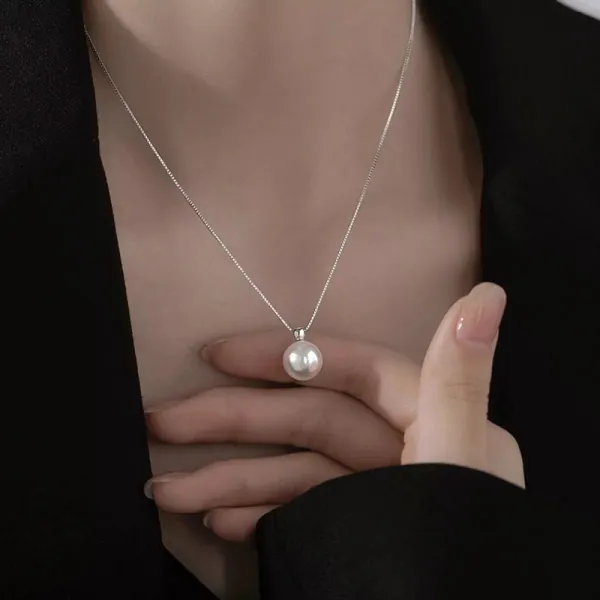 925 Sterling Silver Bead Pearl Necklace