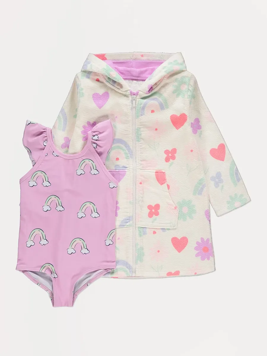 Rainbow Flower Swimsuit and Robe